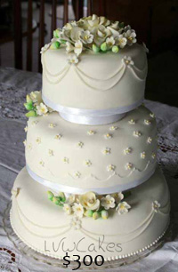 Three Tier Basic Wedding Cake - $300
